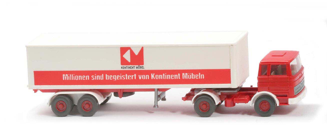 MB LPS 1620 Koffer-Sattelzug - Kontinent Aufl-Chassis dkl-orangerot - 513/11d