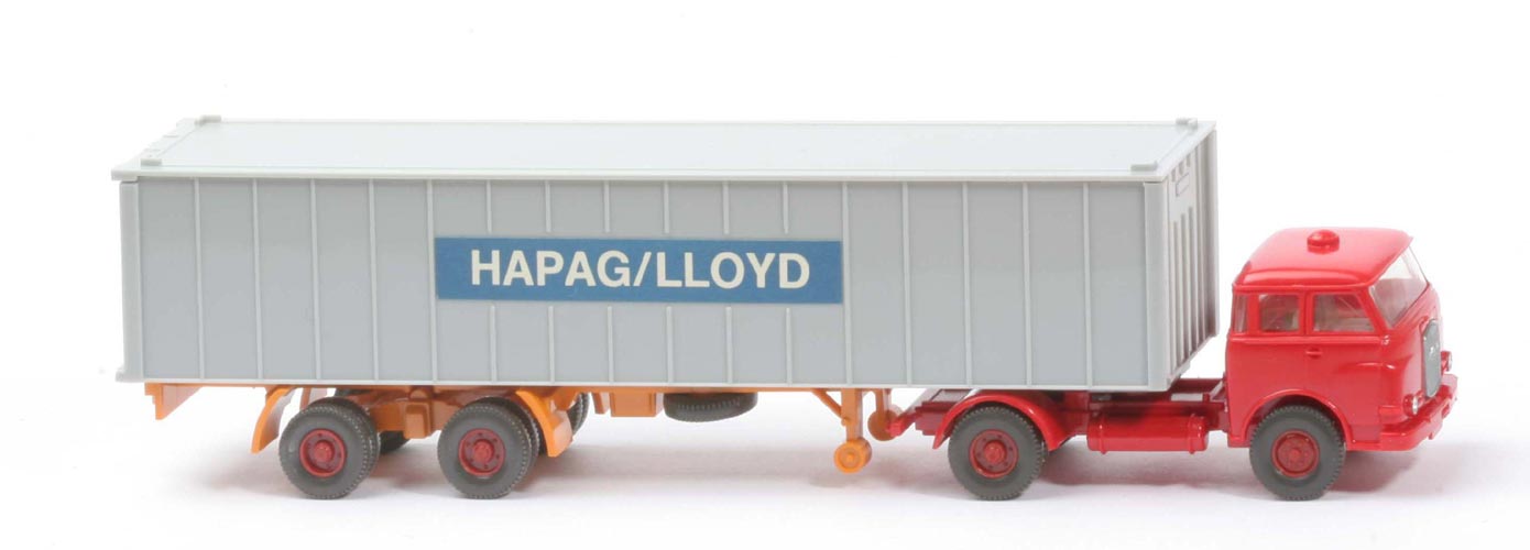 MAN 10.230 Container-Sattelzug HL - FH, CH rot, Aufl. gelborange, KöBo dünn - Hapag-Lloyd 1?