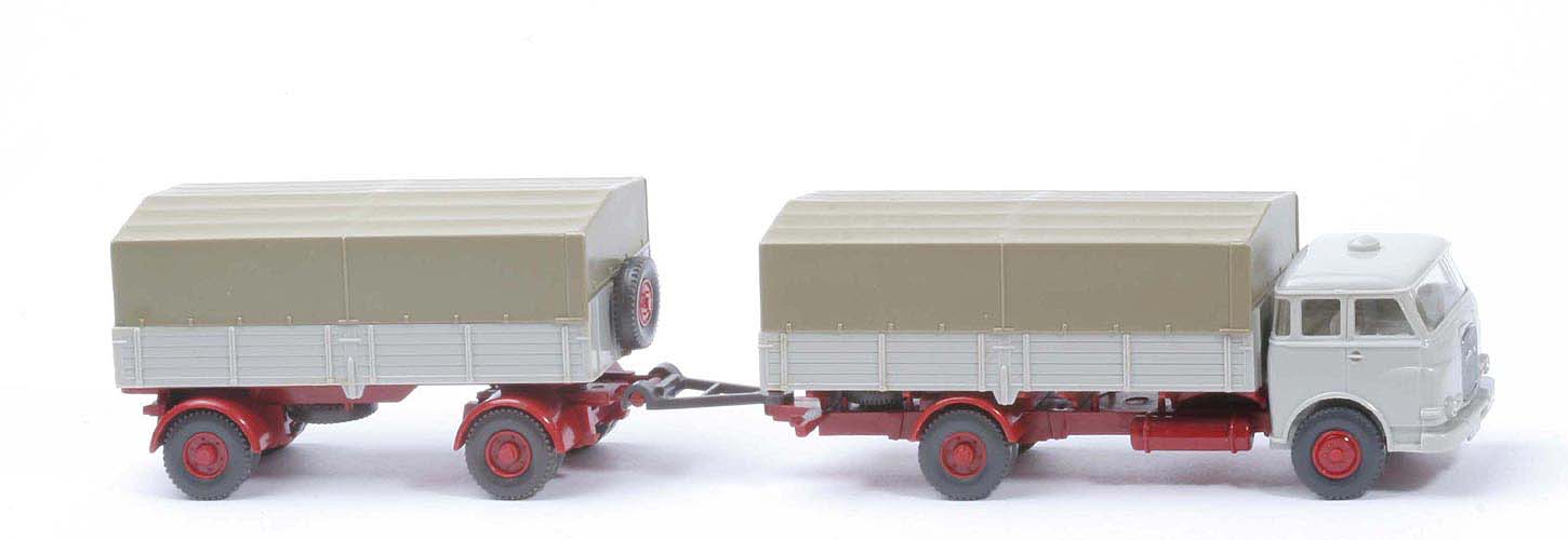 MAN 10.230 Pritschen-LKW mit Anhänger - ZH Dreieck, lichtgrau, PL sandbraun - 416/3a