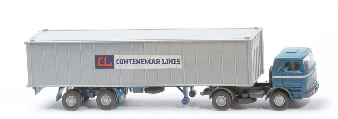 MB LPS 1620 Container-Sattelzug I - CONTENEMAR LINES azurblau / staubgrau - 523/4d