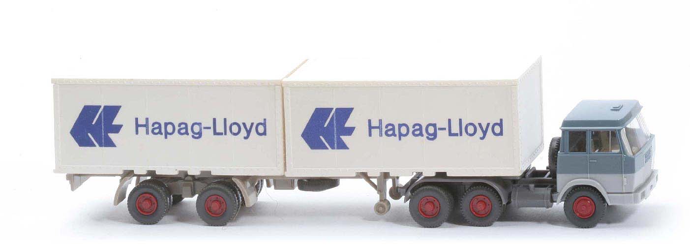 Hanomag-Henschel Container-Sattelzug - Hapag-Lloyd 2 x 20 ft , graublau/silbergrau - Hapag-Lloyd 4 e