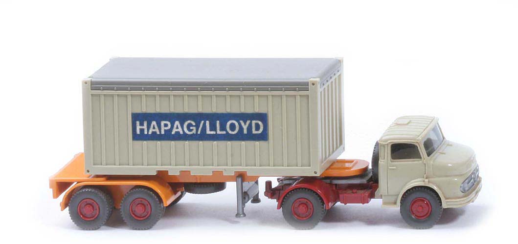 MB LS 1413 Container-Sattelzug 20 ft - Hapag-Lloyd OT, FH hellgelbgrau, Cont. hellgelbgrau - Hapag-Lloyd (1413) ?