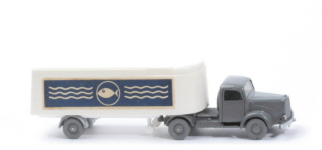 MB L 5000  S Alter Kühlsattelzug - Fisch mit Welle, ZM basaltgrau, Aufl. weiß - 520/25a