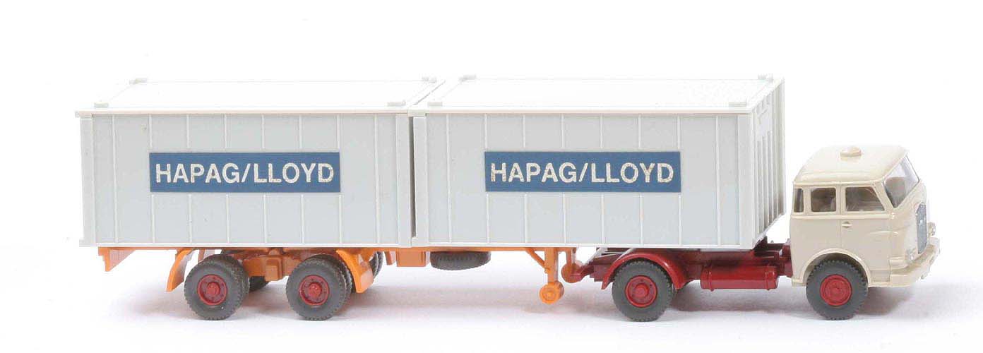 MAN 10.230 Container-Sattelzug HL - FH hellelfenbein, CH hellbraunrot, Aufl. gelborange, KöBo groß - Hapag-Lloyd 1b