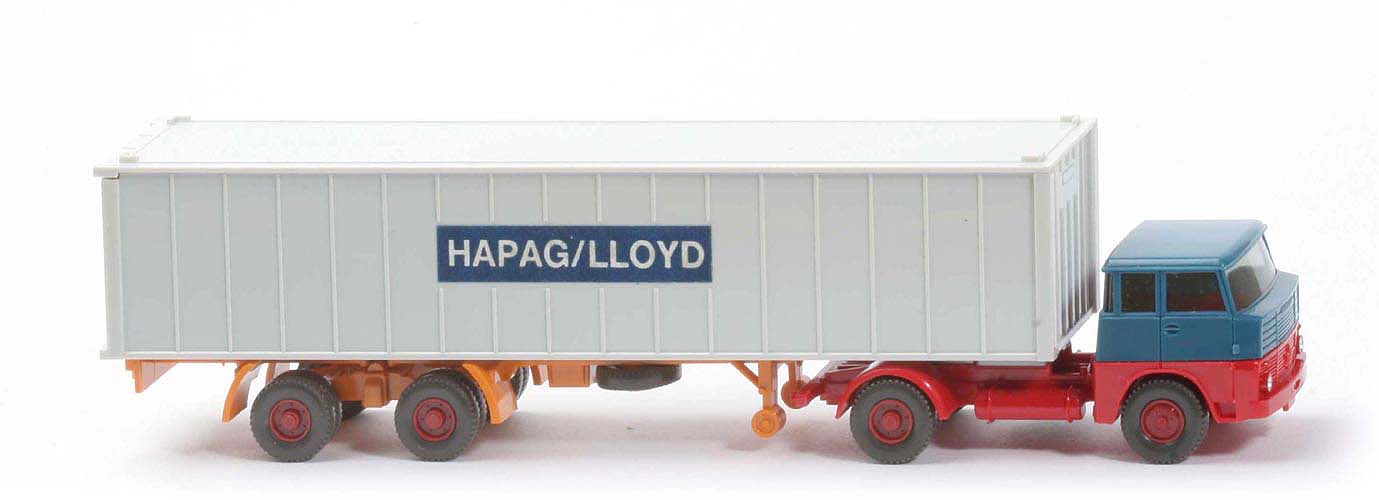 Henschel HS 14 Container-Sattelzug - Kabine azurblau/rot, Bolzen stark, 5 Felder - Hapag-Lloyd - ?