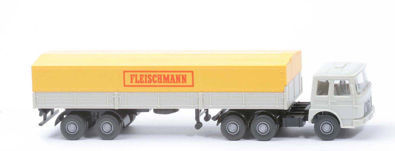 MAN Büssing 22.321 Pritschensattel - grauweiß / Plane gelb Druck "Fleischmann" - nicht erfasst