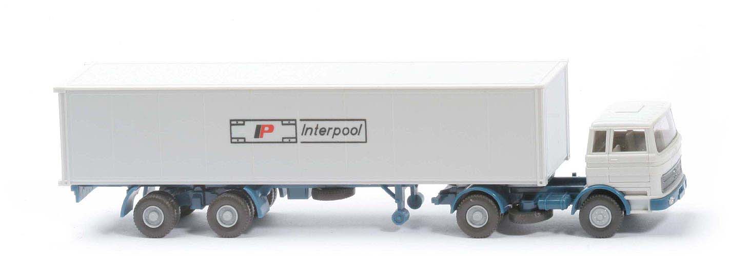 MB LPS 1620 Container-Sattelzug - INTERPOOL grauweiß / azurblau - Interpool ?
