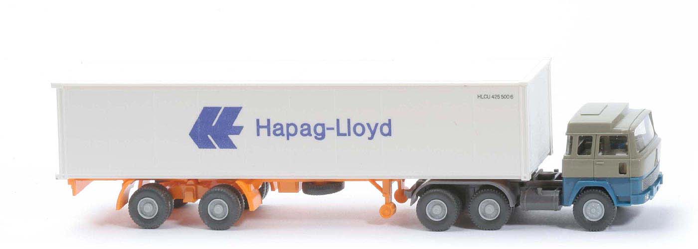 Magirus 235 D Container-Sattelzug - Hapag-Lloyd 1 x 40 ft, olivgrau / azurblau mit Nr. - Hapag-Lloyd 2 ?