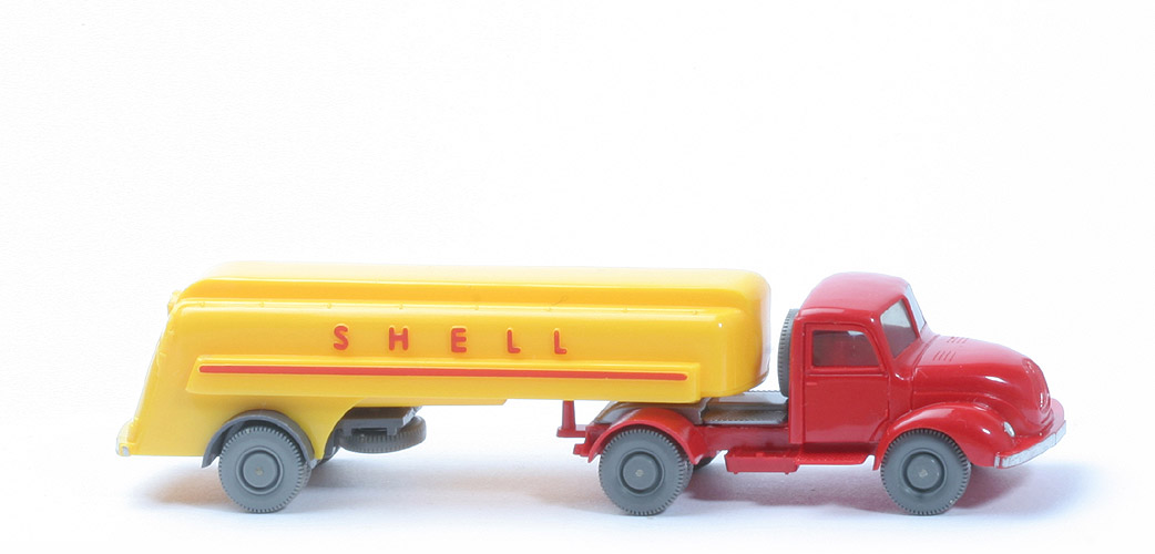 Magirus S 3500 Alter Tanksattelzug - Shell, ZM rot, Auflieger mit "Wiking" - 800/24b