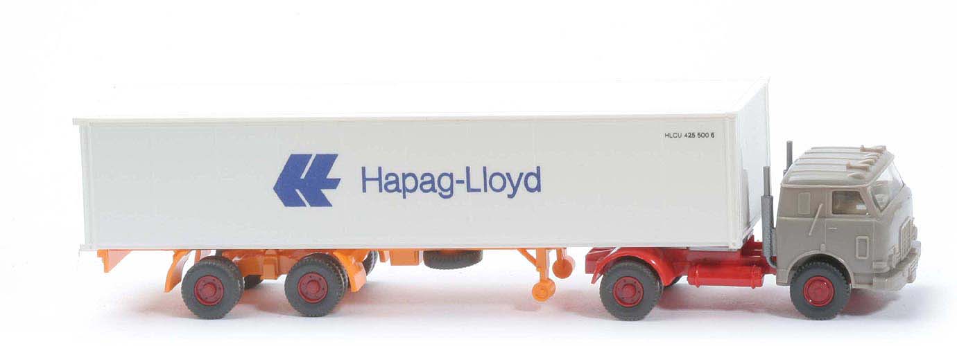 US-Zugmaschine Container-Sattelzug - Hapag-Lloyd 1 x 40 ft, 2-achsig, graubeige - Hapag-Lloyd 10