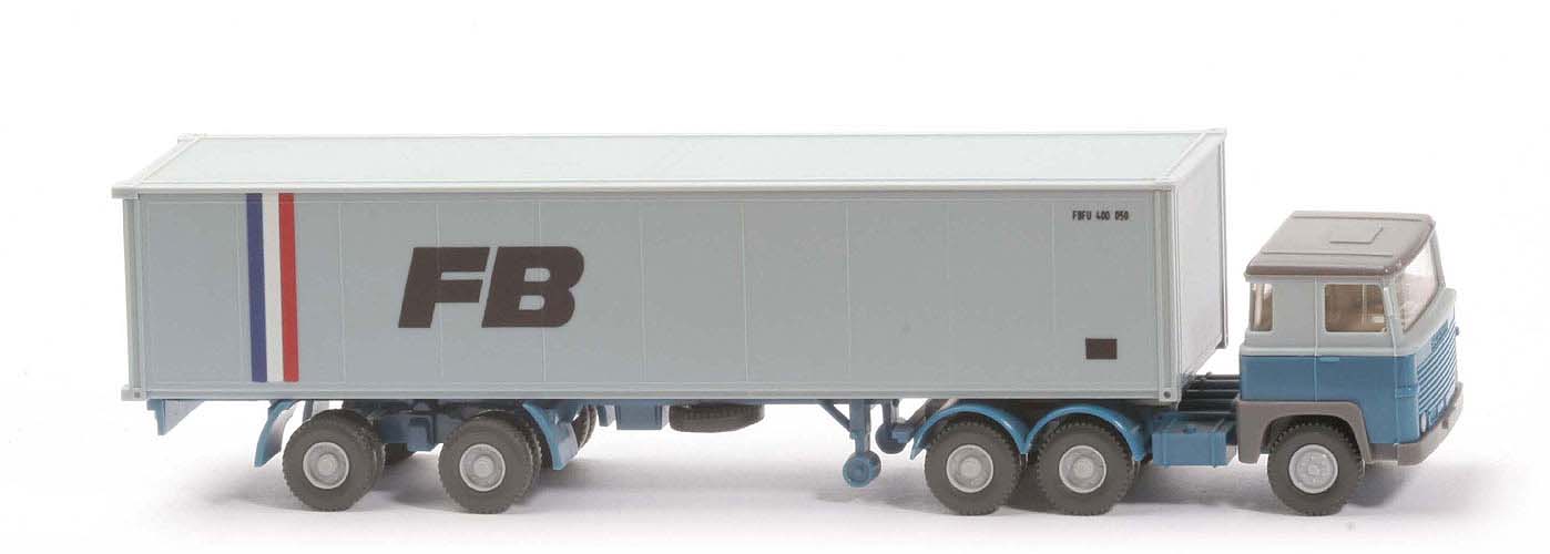 Scania 111  Container-Sattelzug - FB Container bläulich-silbergrau - FB (1)