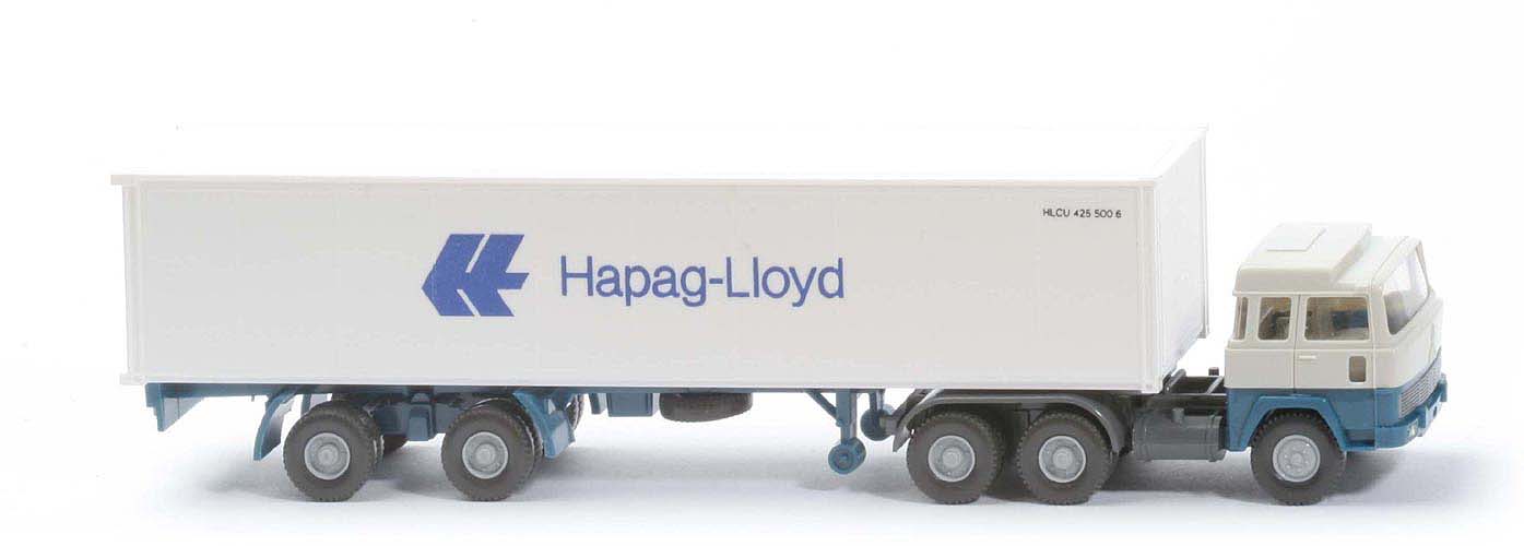 Magirus 235 D Container-Sattelzug - Hapag-Lloyd 1 x 40 ft, grauweiß / azurblau mit Nr. - Hapag-Lloyd 2 ?