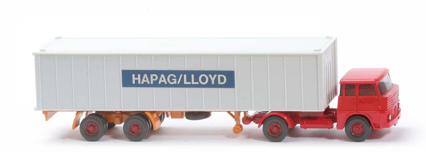 Henschel HS 14 Container-Sattelzug - Kabine rot, Bolzen stark - 523/1