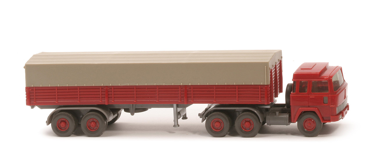 Magirus 235 D Pritschen-Sattelzug - Aufbau hellbraunrot, DAA Klemmplatte, KöBo dünn - 516/3