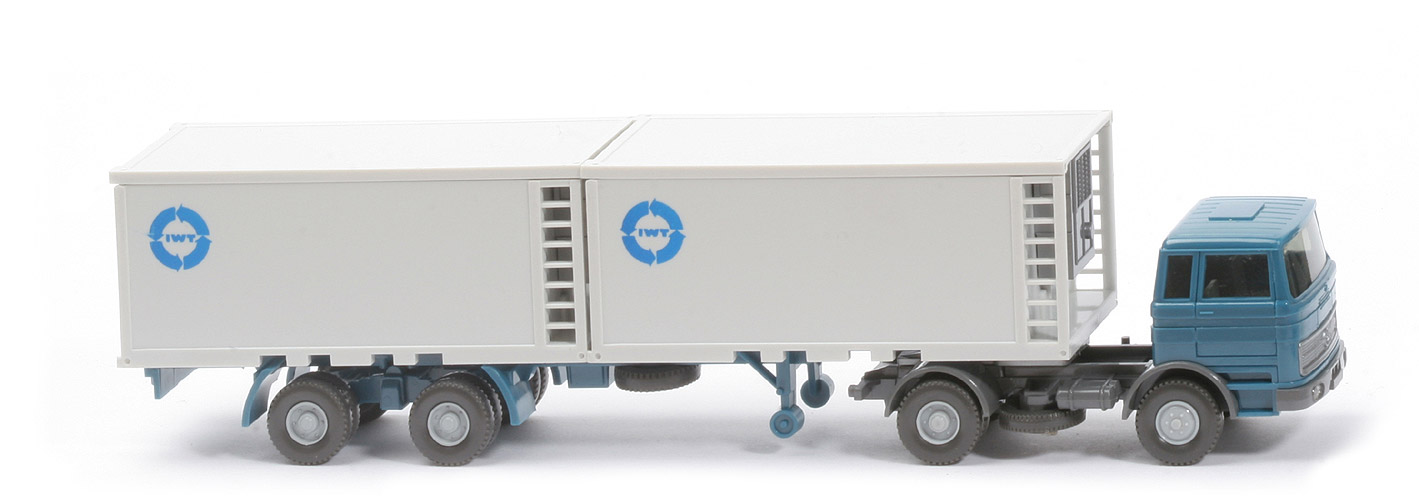 MB LPS 1620 Container-Sattelzug - IWT, Kühlcontainer, blauer Druck - IWT ?