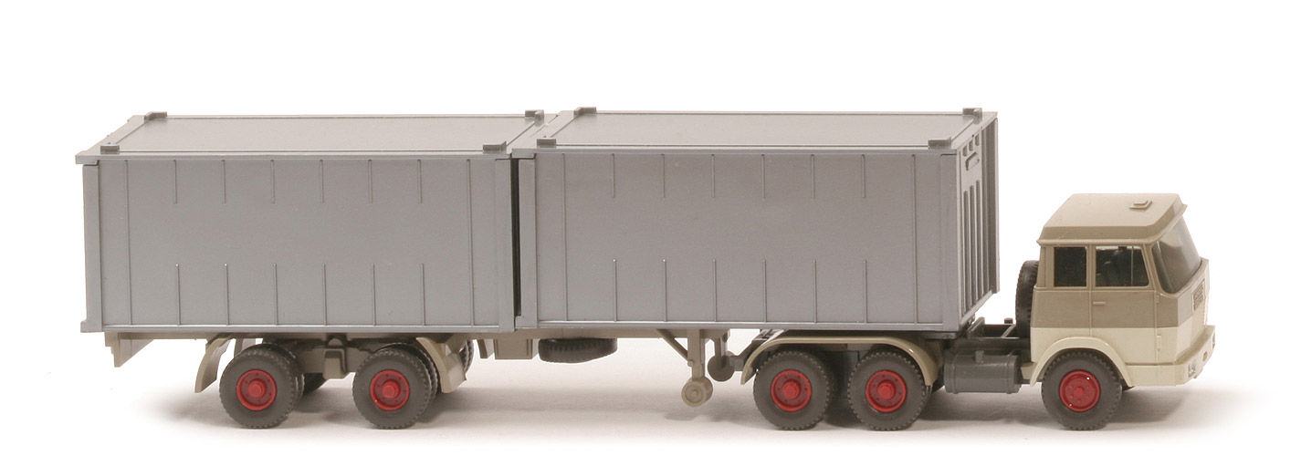 Hanomag-Henschel Container-Sattelzug - Hapag-Lloyd 2 x 20 ft , olivgrau/perlweiß, unbeschriftet - 521/5a