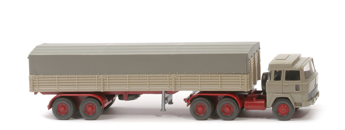 Magirus 235 D Pritschen-Sattelzug - FH olivgrau, Auflieger gelbgrau, Plane steingrau - 516/4 ?