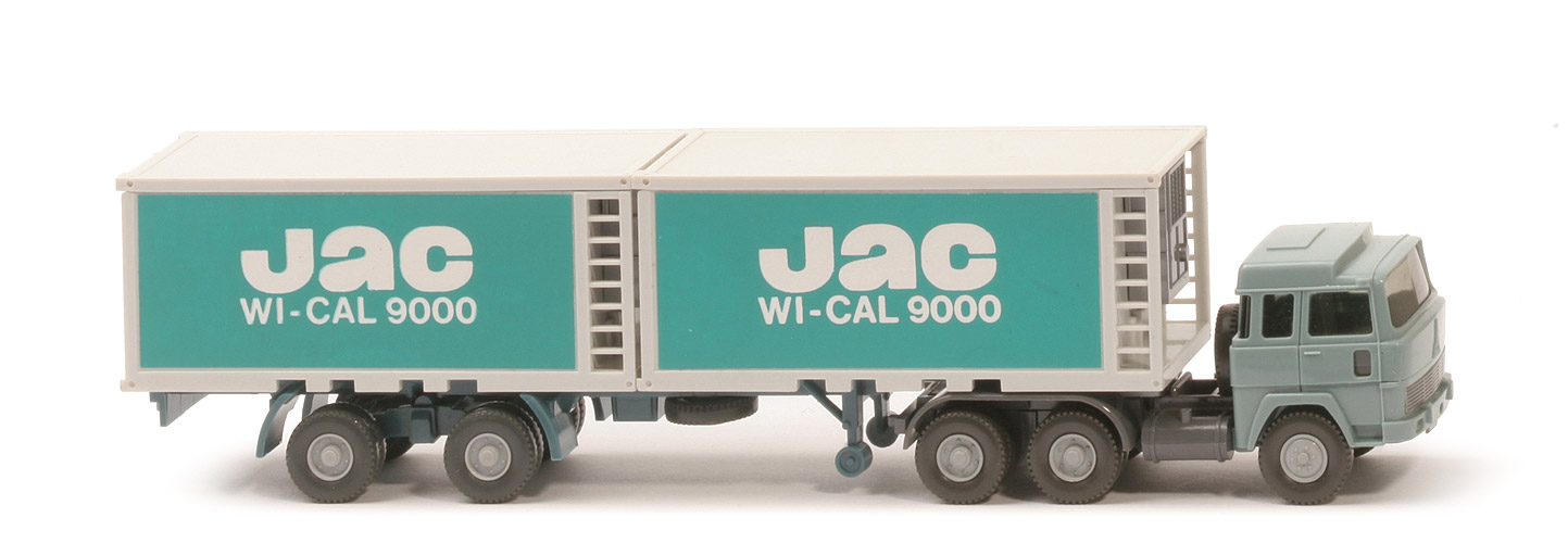 Magirus 235 D Kühlcontainer-Sattelzug - Jac, FH hellblaugrau, Cont altweiß - Jac