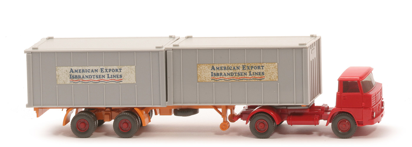 Henschel HS 16 Container-Sattelzug - AMERICAN EXPORT ..., 2 x 20 ft weiß, KöBo stark - American Export