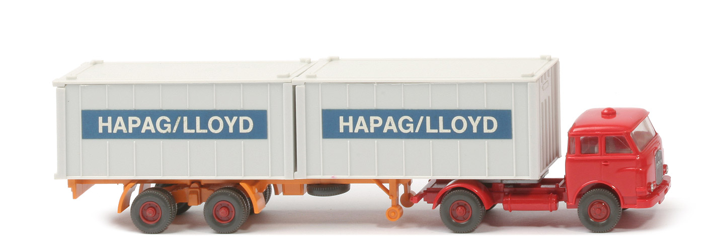 MAN 10.230 Container-Sattelzug HL - FH, CH rot, Aufl. gelborange, KöBo dünn - Hapag-Lloyd 1?