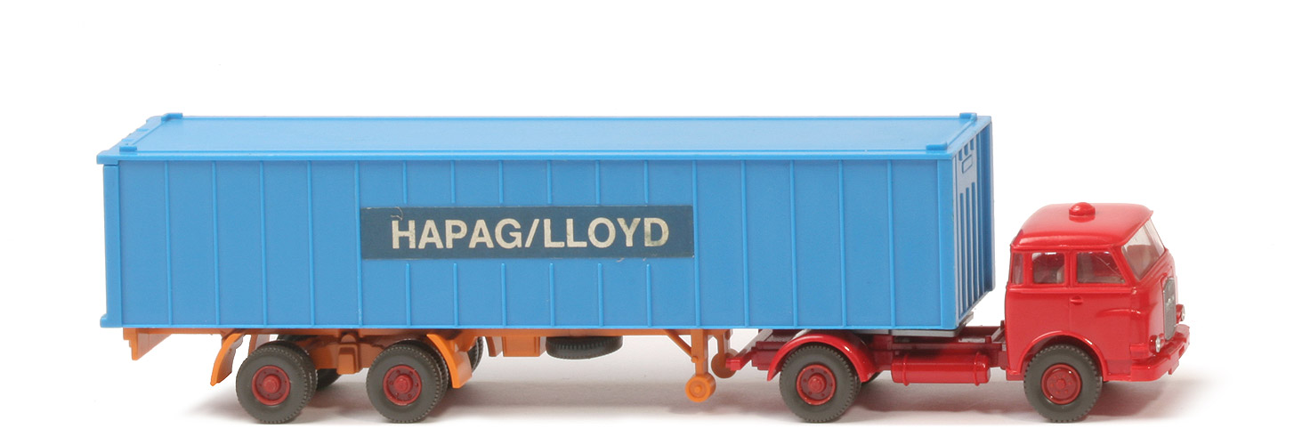 MAN 10.230 Container-Sattelzug HL - FH, CH rot, Aufl. gelborange, KöBo dünn - Hapag-Lloyd 1?