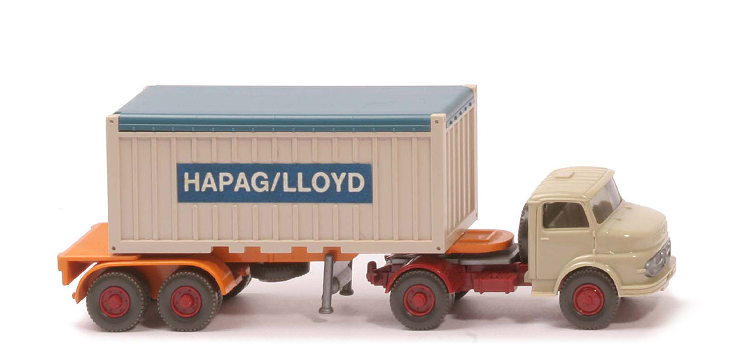 MB LS 1413 Container-Sattelzug 20 ft - Hapag-Lloyd OT, FH hellgelbgrau,  Cont. hellelfenbein - Hapag-Lloyd (1413) ?