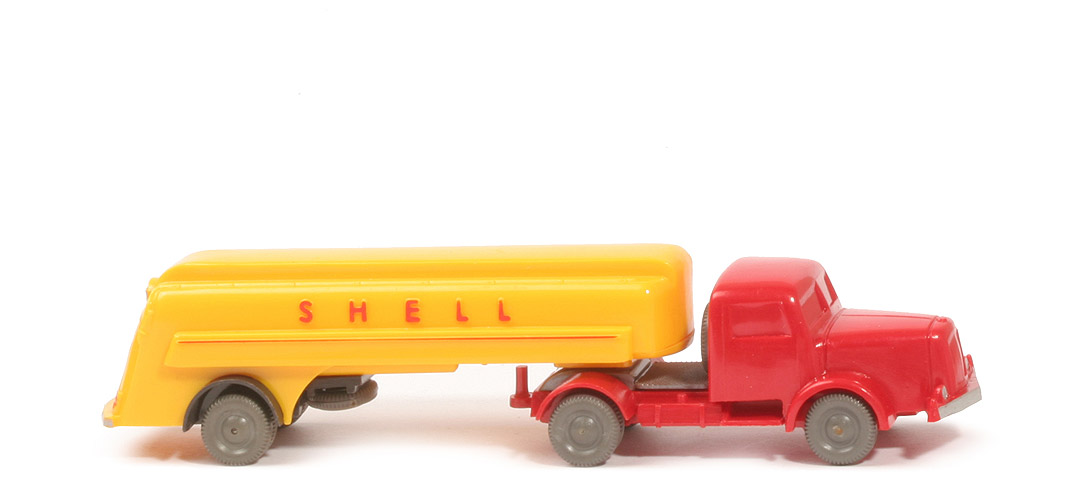 Henschel Alter Tanksattelzug - Shell, ZM und Sattelpfanne rot, Tank gelb - 800/16b