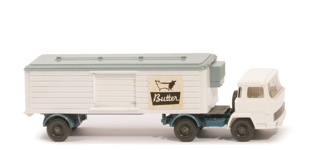 Magirus 100 D7 Kühlsattelzug - ZM: CH azurblau, Aufl.: Dach hellgraublau, CH mattgraublau - 527/1a