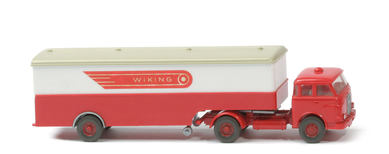 MAN 10.230 Koffer-Sattelzug - Wiking, FH rot, Dach hellgelbgrau - 513/6b