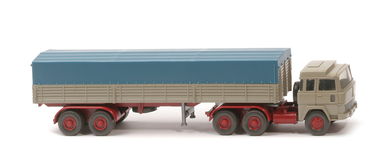 Magirus 235 D Pritschen-Sattelzug - Aufbau olivgrau, Plane azurblau - 516/4d