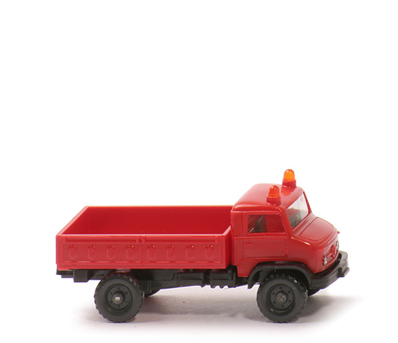 Unimog S mit Warnlichtern, Pritsche (2001) - 50 Jahre Mercedes-Benz Unimog, orangerot - Unimog (8) 2
