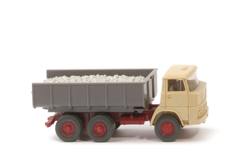 Henschel F 261 Schuttwagen - o. Lkr, elfenbein/hellbraunrot, PR basaltgrau - 645/1f