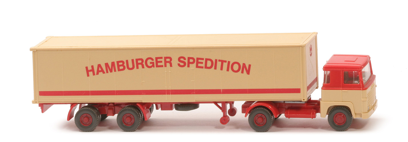 Scania 111  Koffer-Sattelzug - Hamburger Spedition mit Lkr/Sp, Aufl.-CH rot - 512/4d