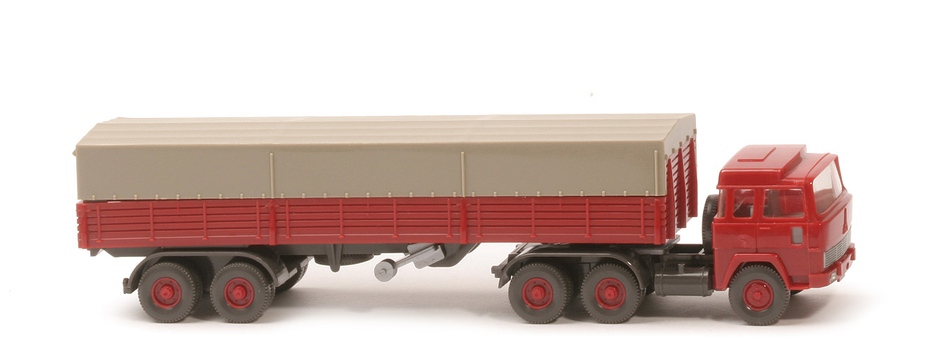 Magirus 235 D Pritschen-Sattelzug - Aufbau hellbraunrot, Stützen beweglich - 516/1