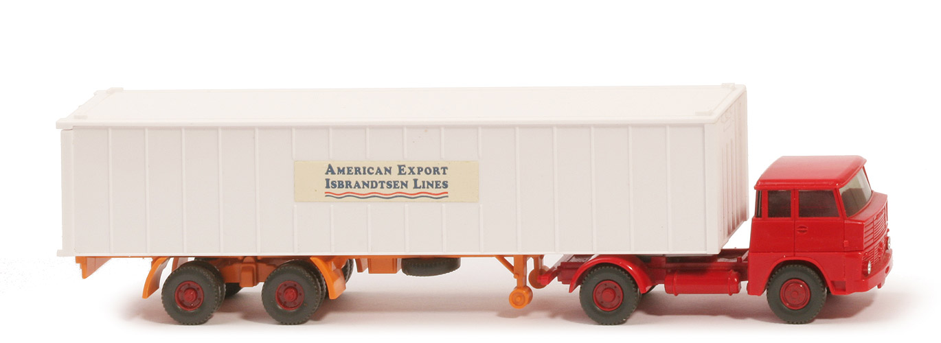 Henschel HS 14 Container-Sattelzug - AMERICAN EXPORT ..., 1 x 40 ft weiß, KöBo stark - American Export