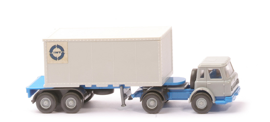 IH Container-Sattelzug 20 ft - IWT Aufkleber o. Rand, ZM silbergrau/himmelblau - 525/5a