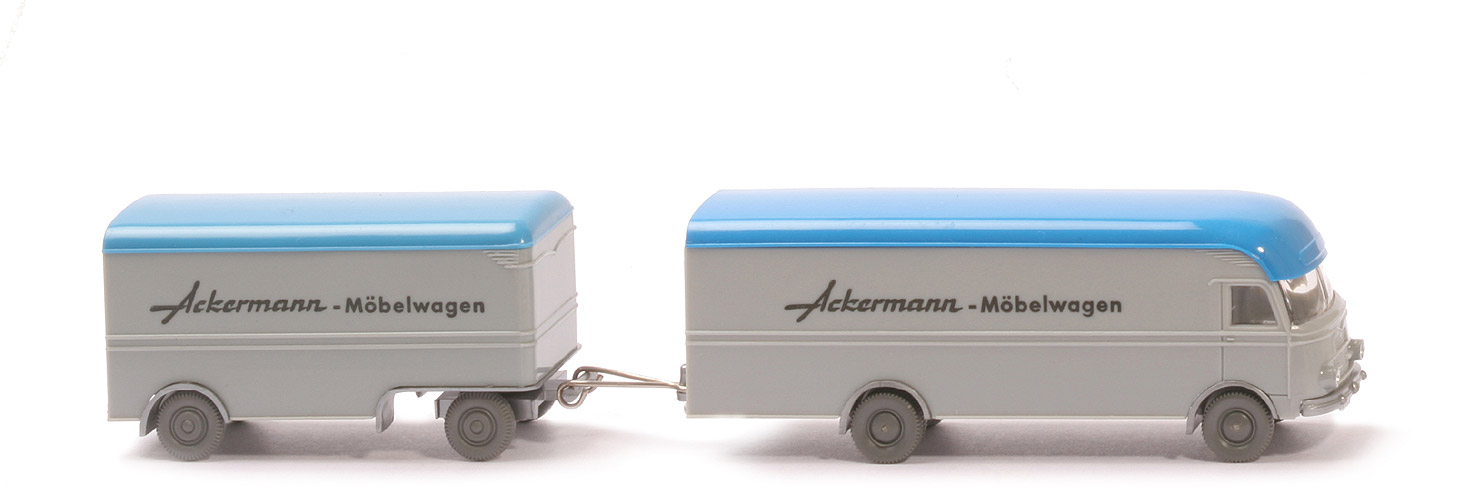 MB LP 312 Großraum-Möbelwagen - Ackermann, lichtgrau/himmelblau - Ackermann (1) a