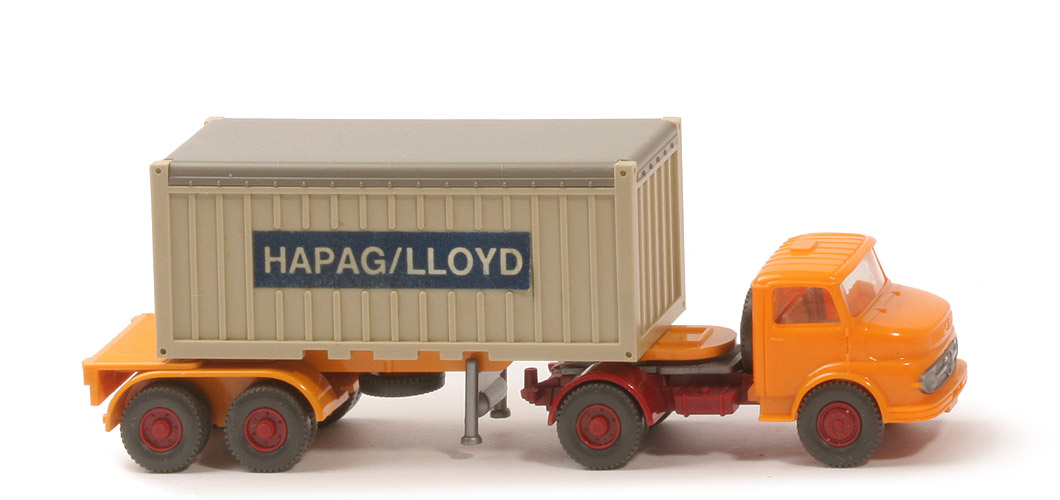 MB LS 1413 Container-Sattelzug 20 ft - Hapag-Lloyd OT, FH glasiges orangegelb, Cont. hellgelbgrau - Hapag-Lloyd (1413) ?