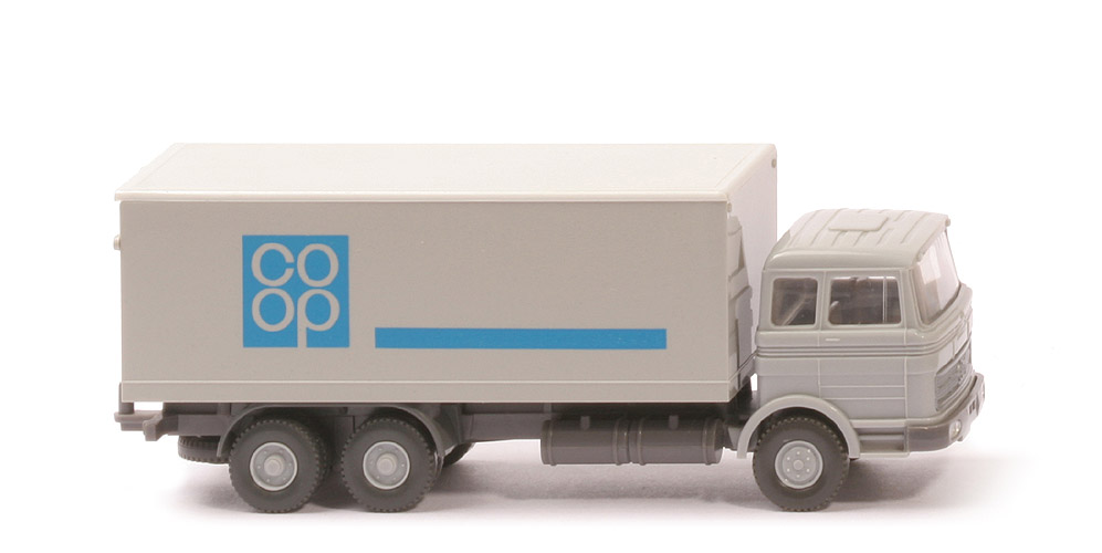 MB LP 2223 Koffer-LKW - COOP, FH silbergrau, Koffer altweiß/lichtgrau - 450/9j