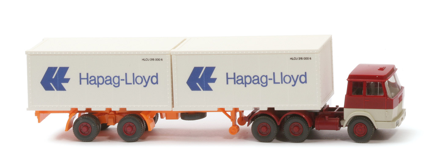 Hanomag-Henschel Container-Sattelzug - Hapag-Lloyd 2 x 20 ft , hellbraunrot/perlweiß - Hapag-Lloyd 4 ?