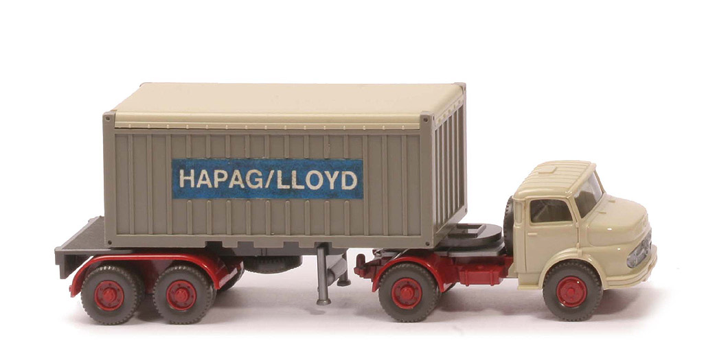 MB LS 1413 Container-Sattelzug 20 ft - Hapag-Lloyd OT, hellgelbgrau / Cont. betongrau - 526/8 ?