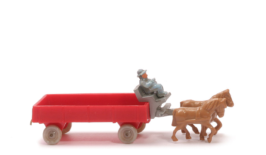 alte Pferdekutsche - rot (glasig),  Pritschenboden glatt - 572/2f