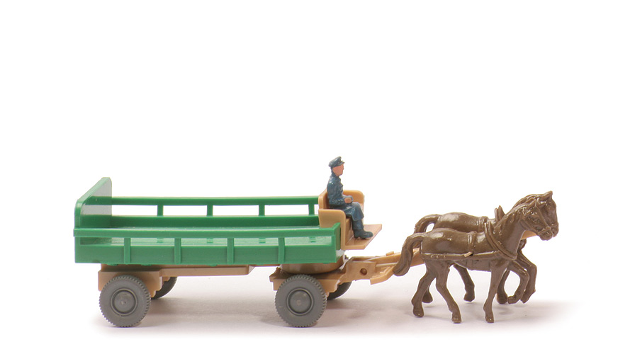 Pferdewagen Rollachser - grün, CH beige (o. Rückleuchten) - 572/7a