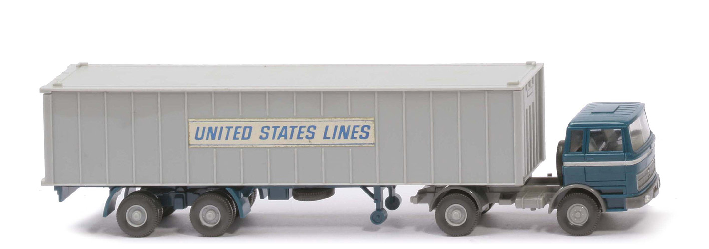 MB LPS 1620 Container-Sattelzug I - UNITED STATES LINES  FH ozeanblau, CH dunkelsilbergrau - 523/9b