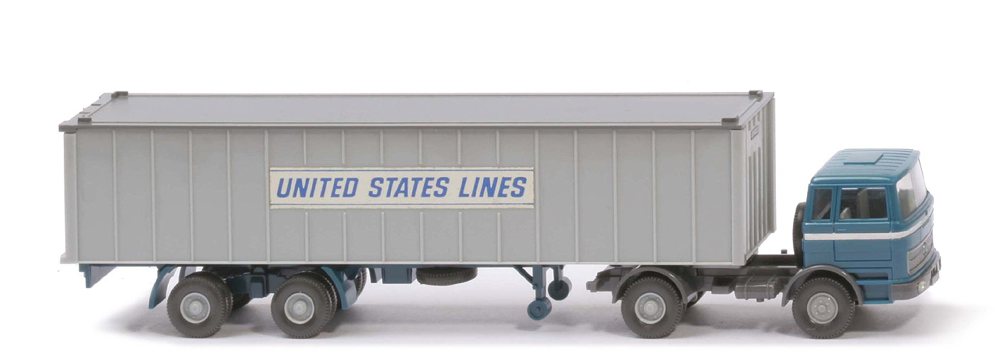 MB LPS 1620 Container-Sattelzug I - UNITED STATES LINES  FH azurblau, CH staubgrau - 523/9d