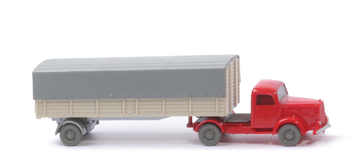 MB L 5000 S Alter Pritschen-Sattelzug - ZM rot, Auf. hellelfenbein - 510/6e