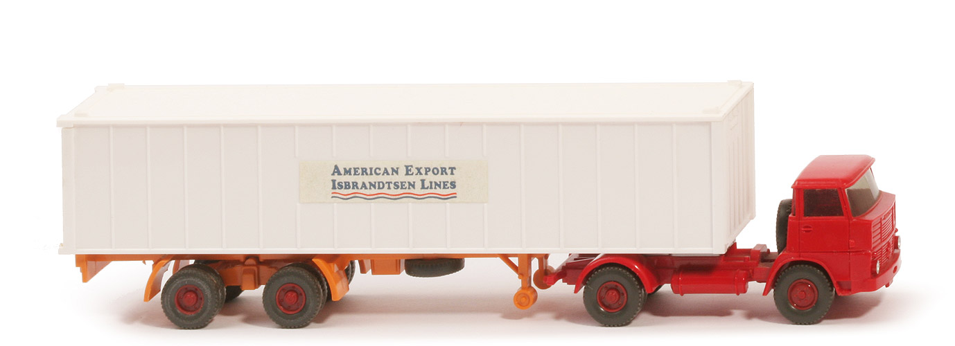 Henschel HS 16 Container-Sattelzug - AMERICAN EXPORT ..., 1 x 40 ft weiß, KöBo stark - American Export