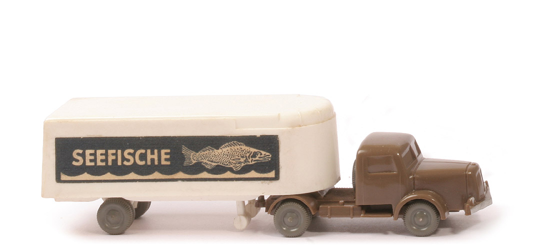 Henschel Alter Kühlsattelzug - Seefische, ZM blassbraun, Aufl. weiß - 520/9j