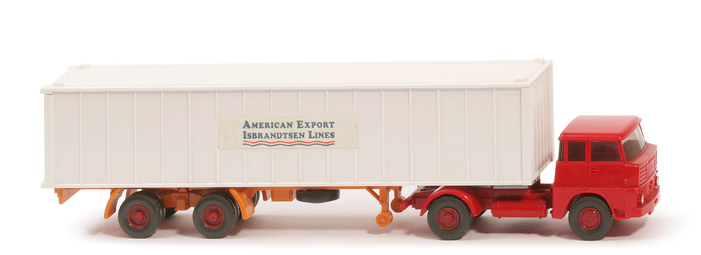 Henschel HS 14 Container-Sattelzug - AMERICAN EXPORT ..., 1 x 40 ft weiß, KöBo stark - American Export