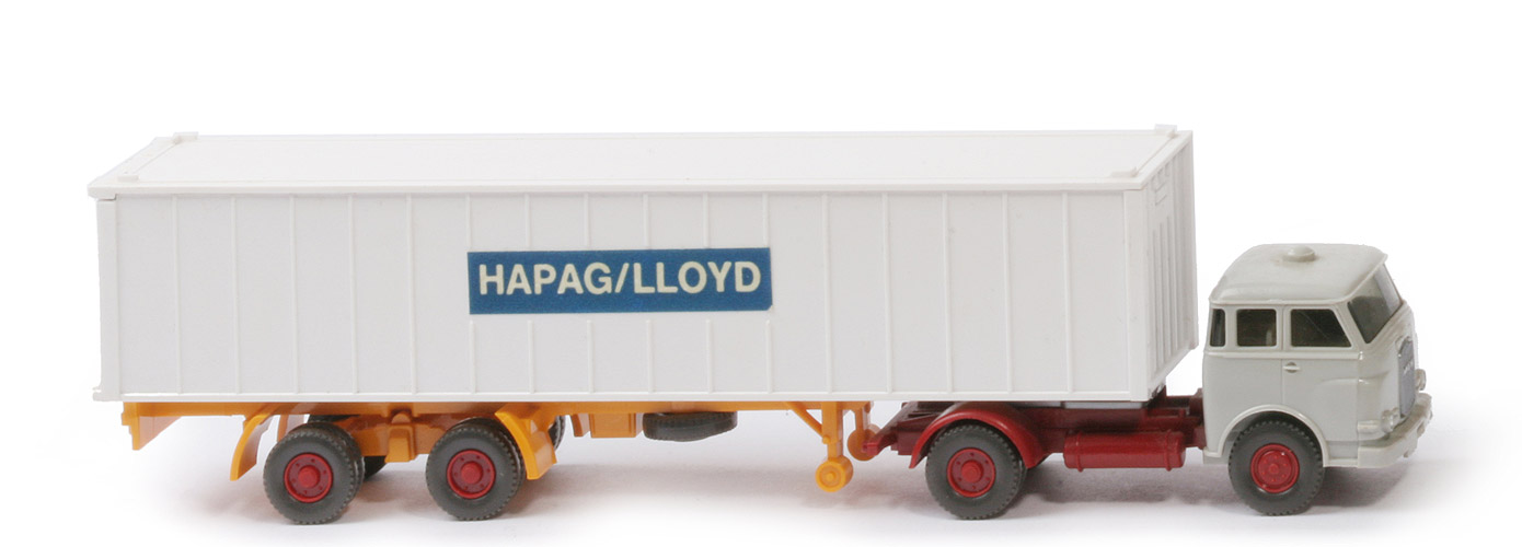 MAN 10.230 Container-Sattelzug HL - FH achatgrau, CH hellbraunrot, Aufl. melonengelb, KöBo groß - Hapag-Lloyd (1?)